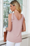 Tie-Shoulder V-Neck Satin Tank Top