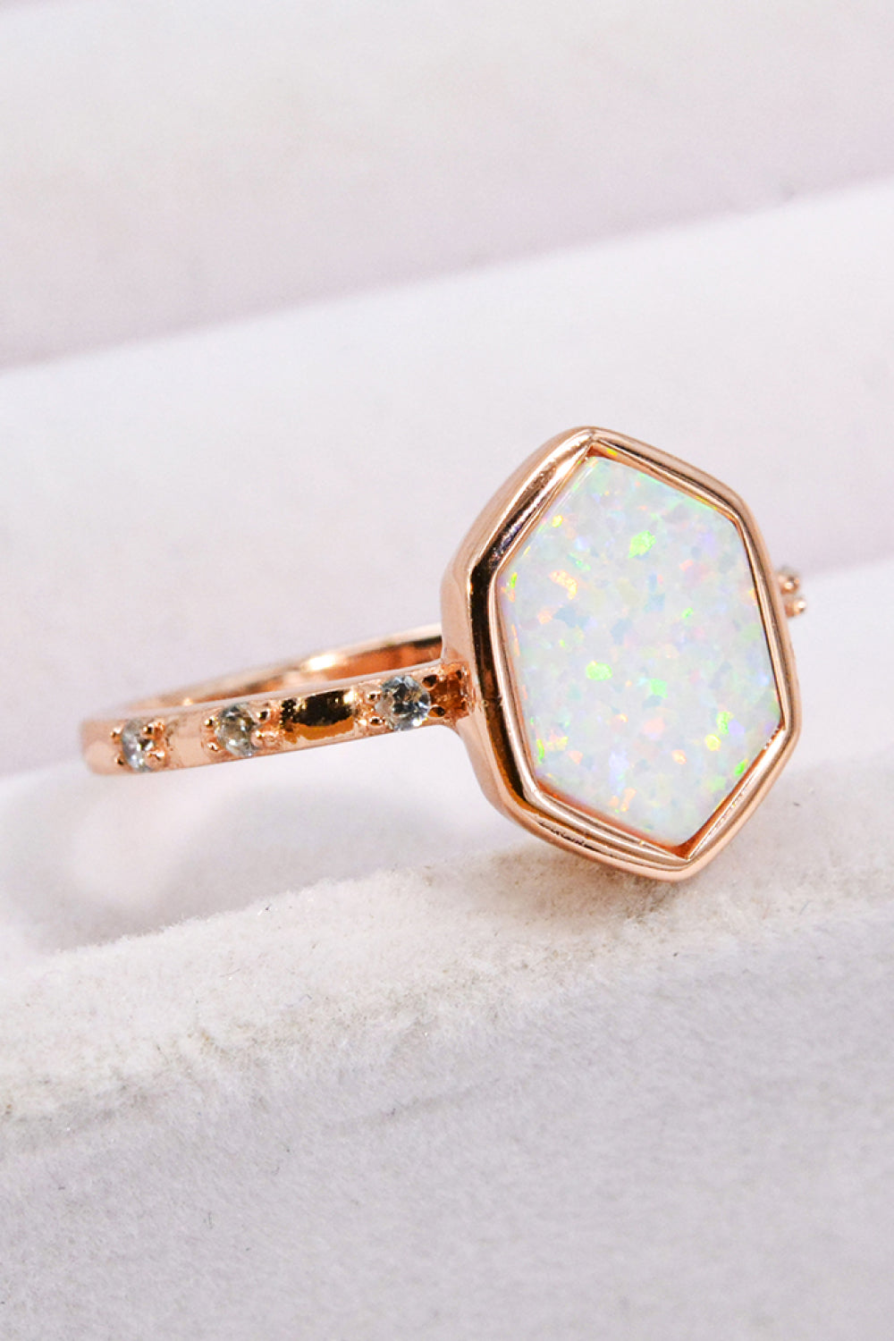 Opal Hexagon 925 Sterling Silver Ring