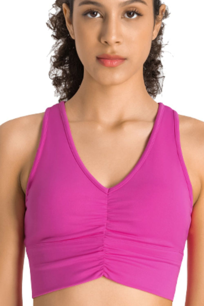 Gathered Detail Halter Neck Sports Bra - ONYX ASHE