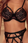 Lace Strappy Three-Piece Lingerie Set with Garter Belt - ONYX ASHE