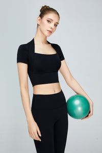 Short Sleeve Cropped Sports Top - ONYX ASHE