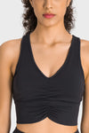 Gathered Detail Halter Neck Sports Bra - ONYX ASHE