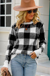 Checkered Ribbed Trim Knit Pullover