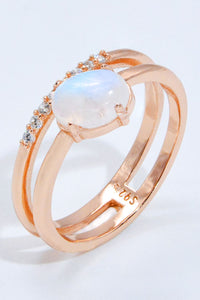 Natural Moonstone and Zircon Double-Layered Ring