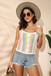 Striped Scalloped Trim Knit Tank