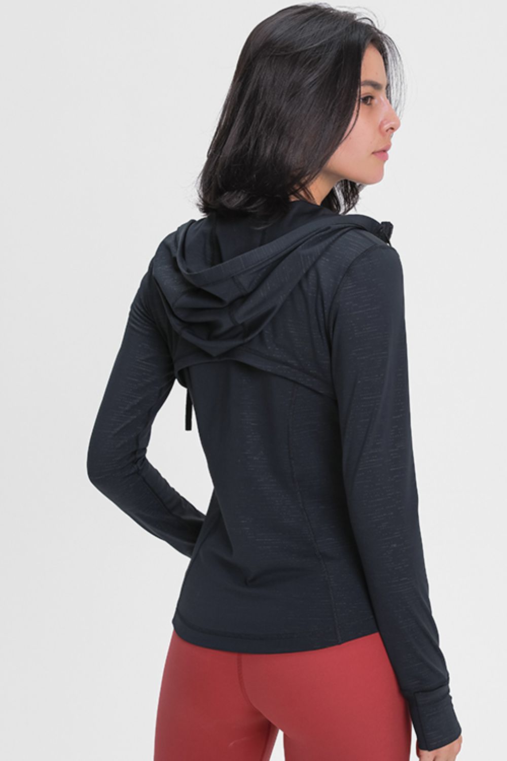 Drawstring Detail Zip Up Sports Jacket with Pockets - ONYX ASHE