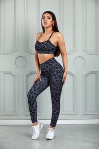 Leopard Cutout Sports Bra and Leggings Set - ONYX ASHE