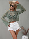 Openwork Flare Sleeve Cropped Cover Up - ONYX ASHE