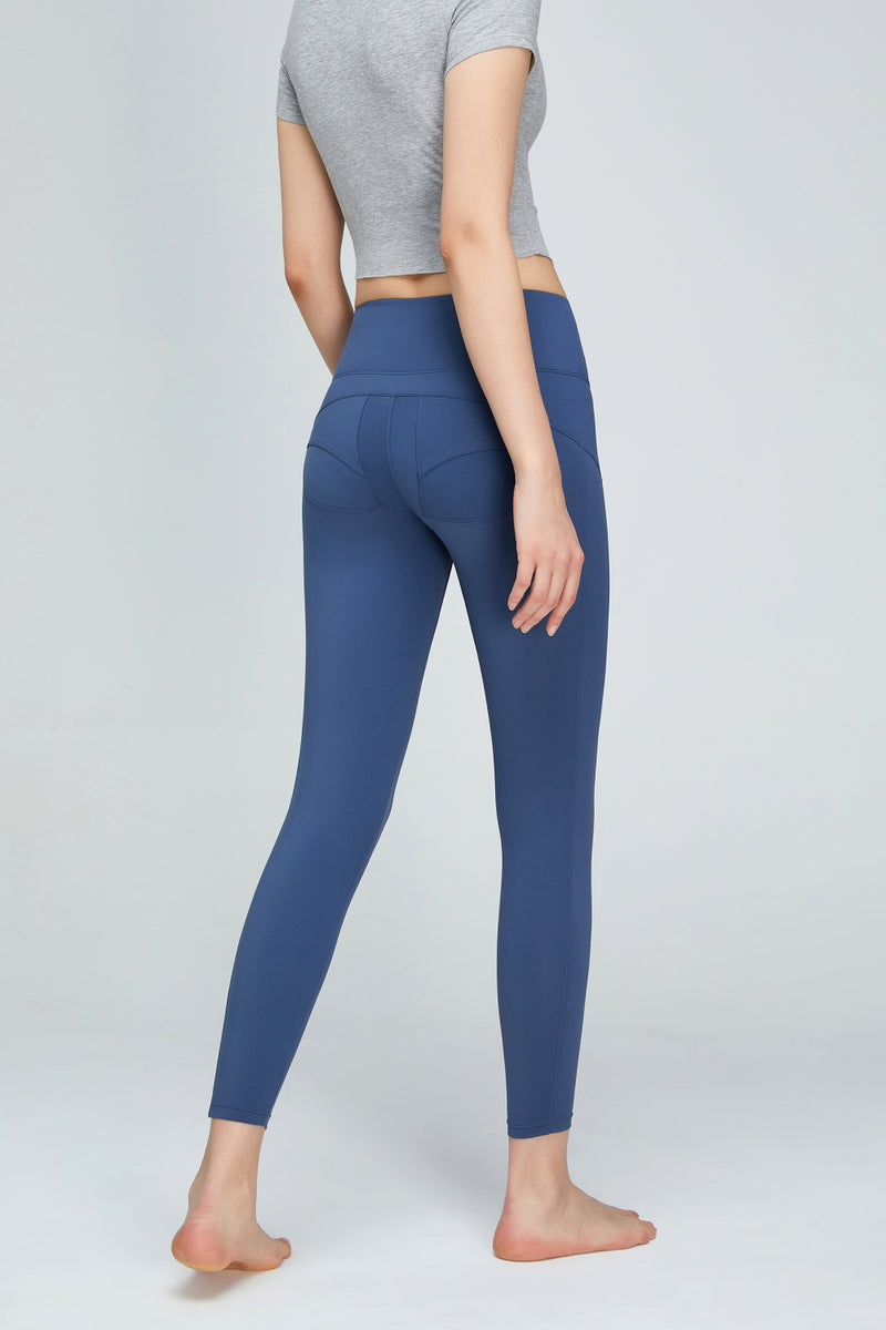 Seam Detail Wide Waistband Sports Leggings - ONYX ASHE