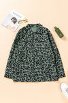 Leopard Drawstring Waist Jacket with Pockets