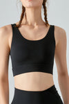 Faux Layered Twist Back Cutout Sports Bra - ONYX ASHE