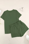 Quarter Button Short Sleeve Top and Shorts Lounge Set