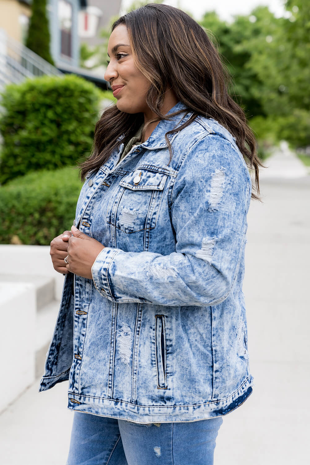 Acid Wash Distressed Denim Jacket