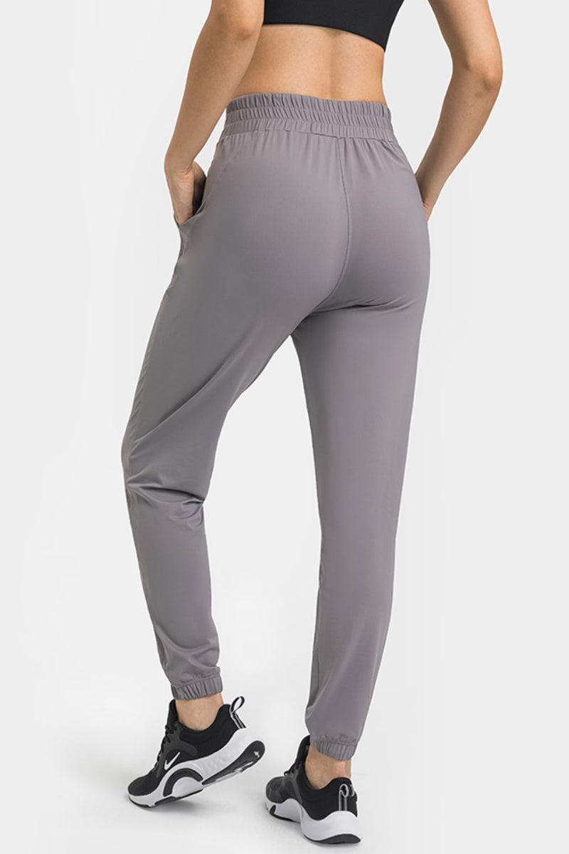 Elastic Waist Yoga Joggers with Pockets - ONYX ASHE