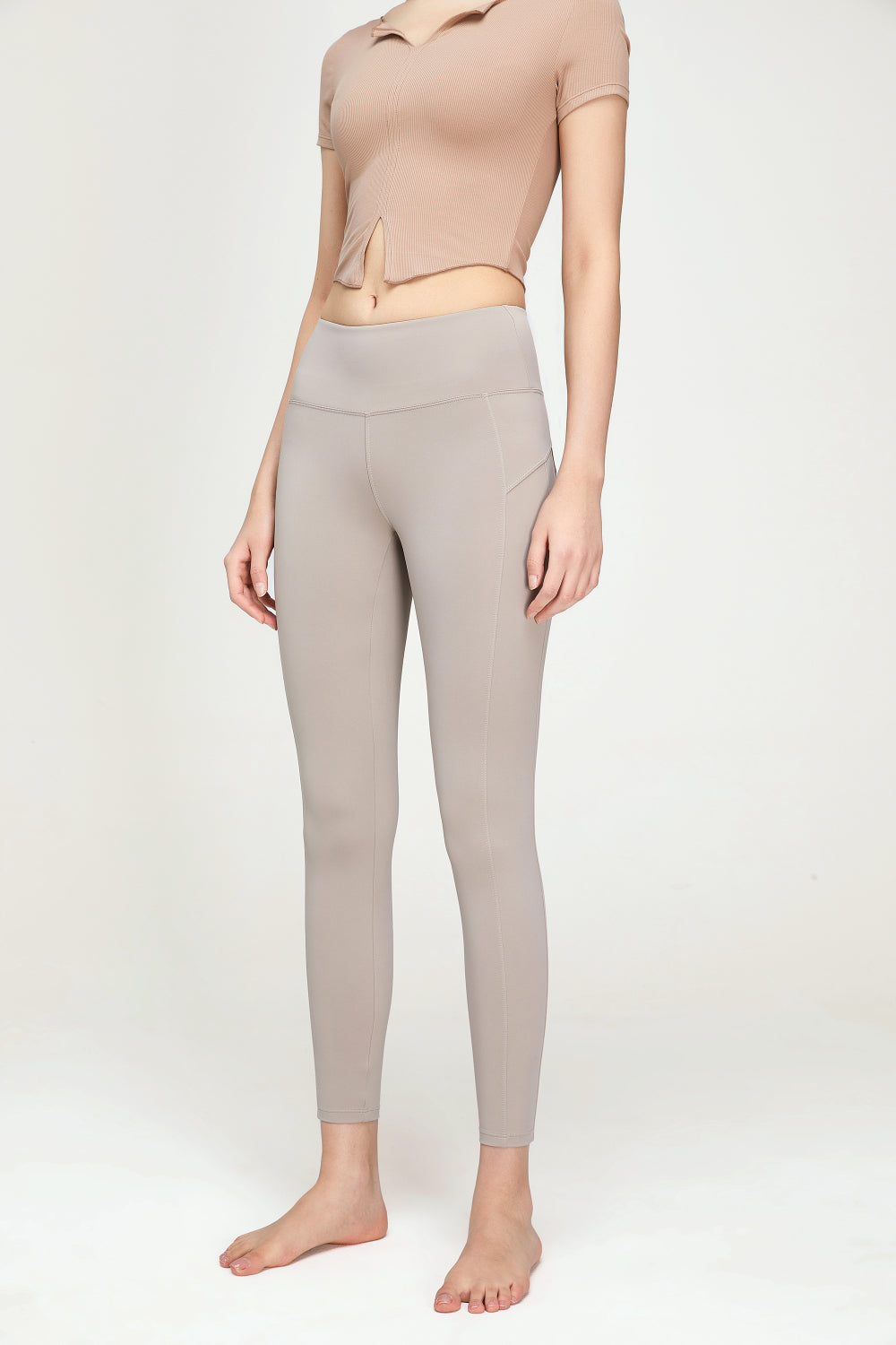 Seam Detail Wide Waistband Sports Leggings - ONYX ASHE