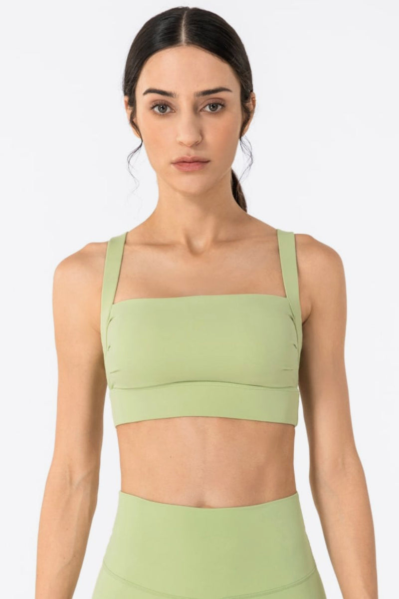 Open Back Pleated Detail Sports Bra - ONYX ASHE