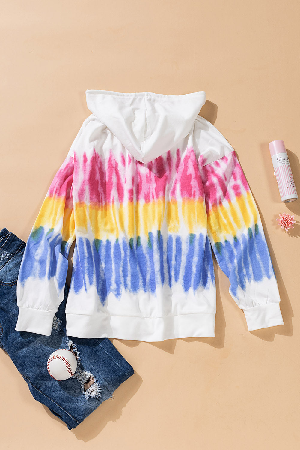 Tie-Dye Drawstring Pullover Hoodie