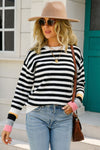 Warm Spice Striped Round Neck Sweater