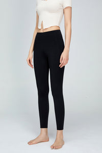 Seam Detail Wide Waistband Sports Leggings - ONYX ASHE