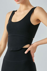 Cutout Curved Hem Sports Tank - ONYX ASHE