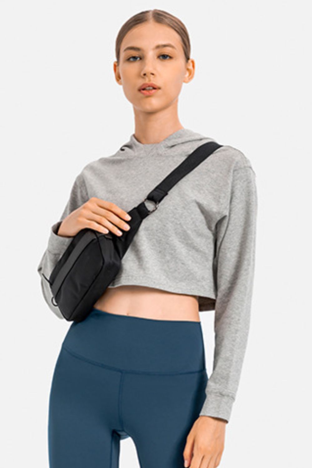 Long Sleeve Cropped Sports Hoodie - ONYX ASHE