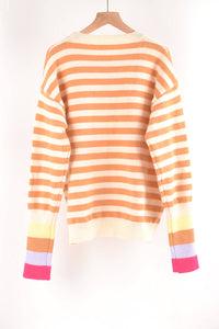 Warm Spice Striped Round Neck Sweater