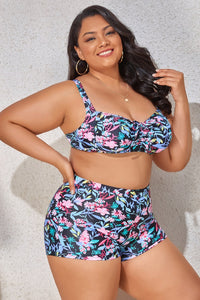 Plus Size Drawstring Detail Two-Piece Swimsuit