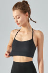 Ribbed Halter Neck Open Back Cropped Sports Cami - ONYX ASHE