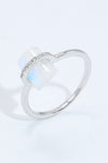 Natural Moonstone Platinum-Plated Ring