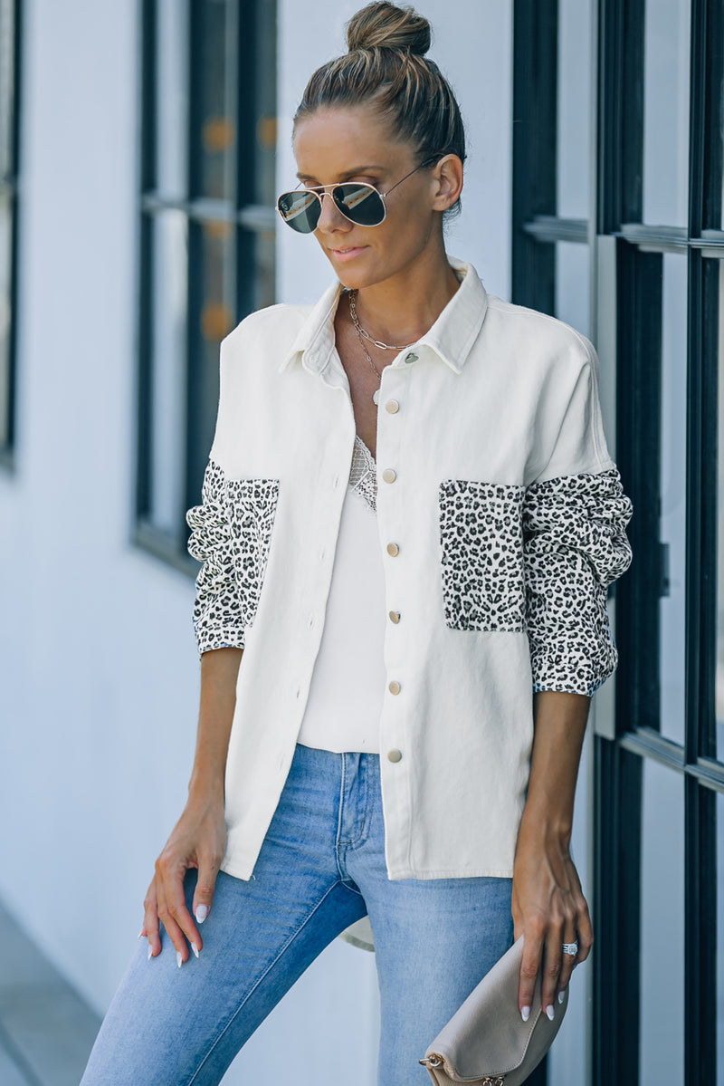 Leopard Contrast Denim Top