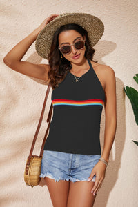 Rainbow Stripe Halter Neck Knit Tank