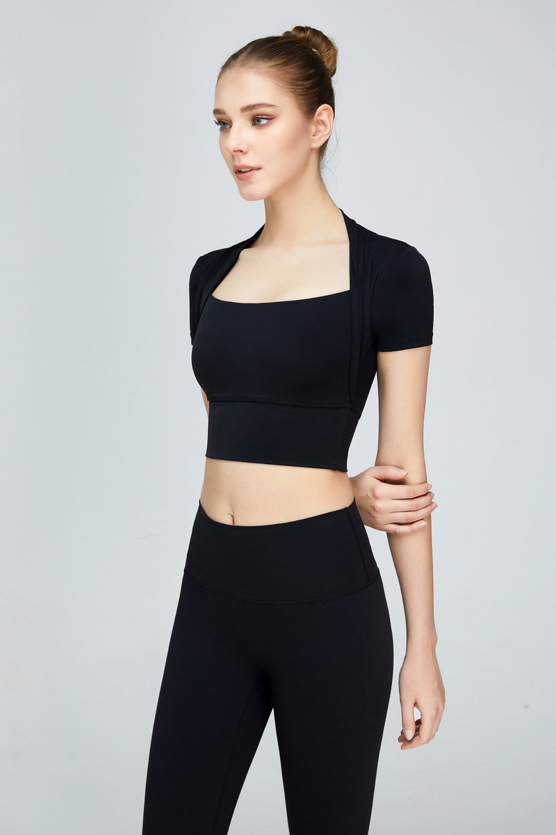 Short Sleeve Cropped Sports Top - ONYX ASHE