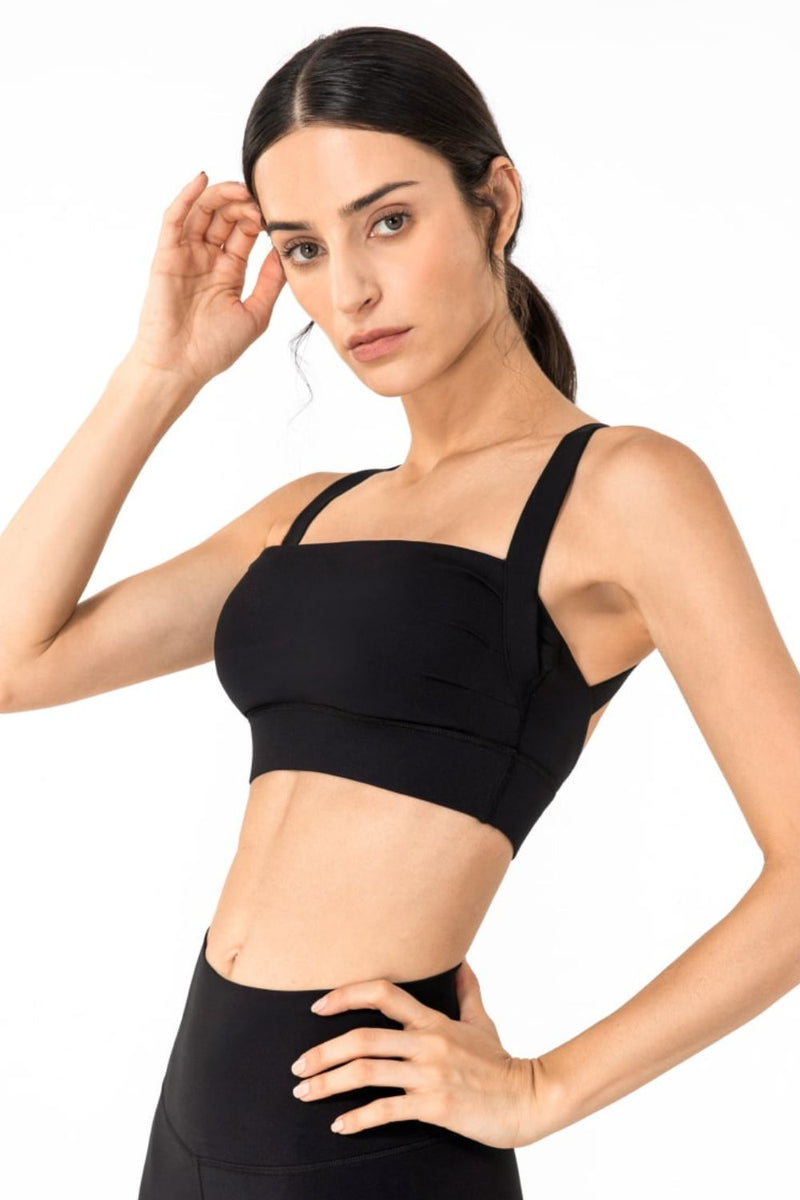 Open Back Pleated Detail Sports Bra - ONYX ASHE