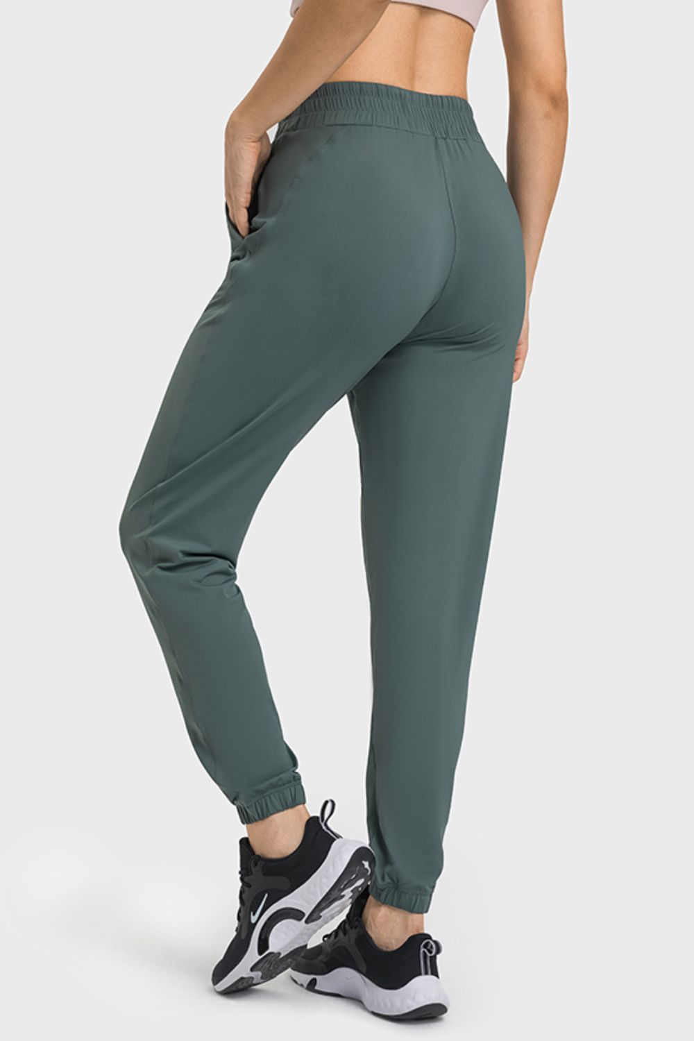 Elastic Waist Yoga Joggers with Pockets - ONYX ASHE