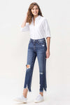 Lovervet Jackie Full Size High Rise Crop Straight Leg Jeans - ONYX ASHE