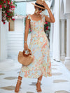 Floral Tie-Shoulder Sweetheart Neck Dress