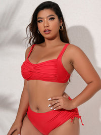 Plus Size Twist Front Tied Bikini Set