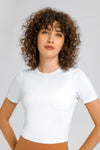 Round Neck Short Sleeve Yoga Tee - ONYX ASHE