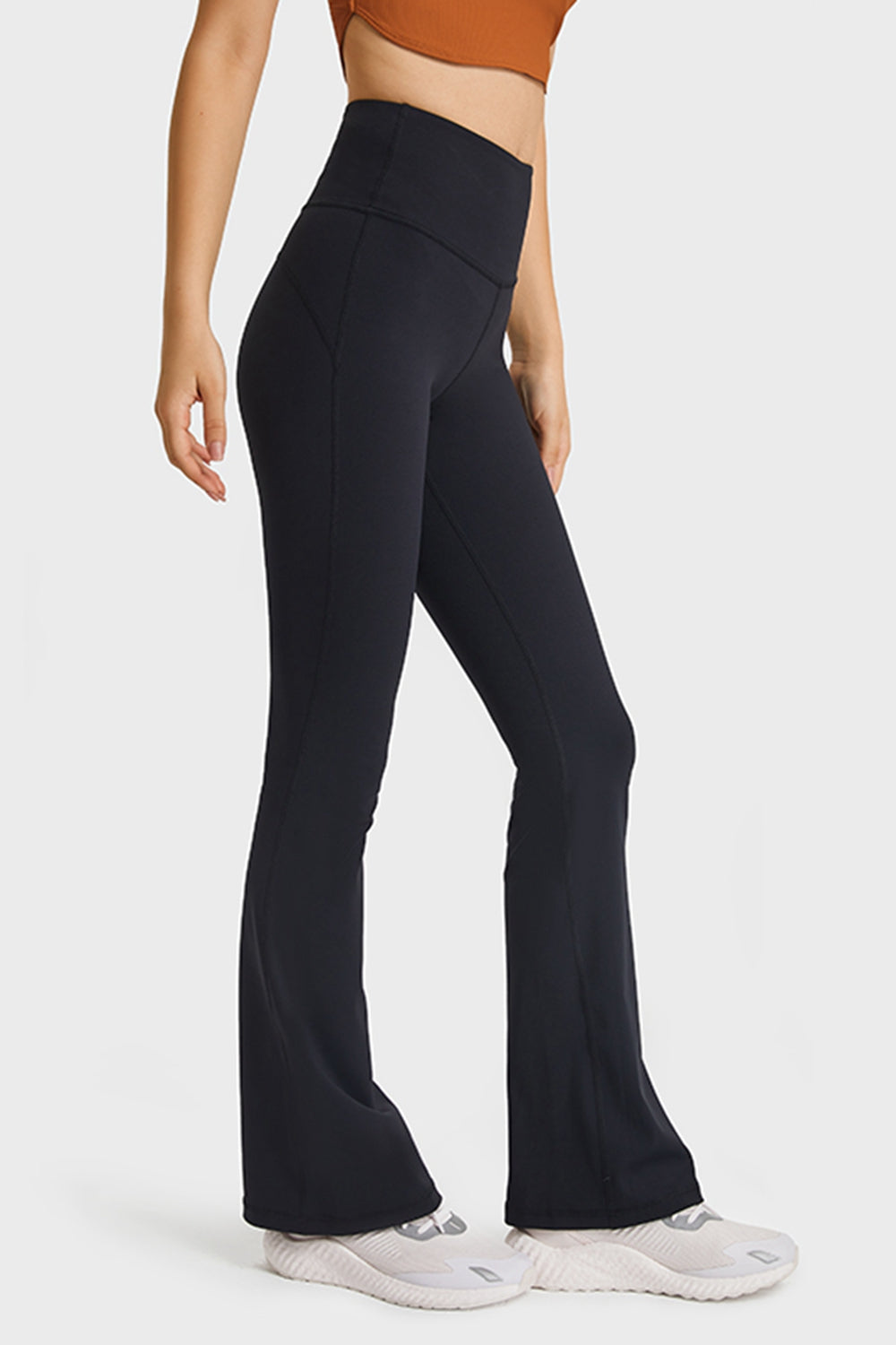 Elastic Waist Flare Yoga Pants - ONYX ASHE