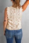 Scalloped V-Neck Lace Tank