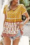 Bohemian Tie Neck Buttoned Blouse