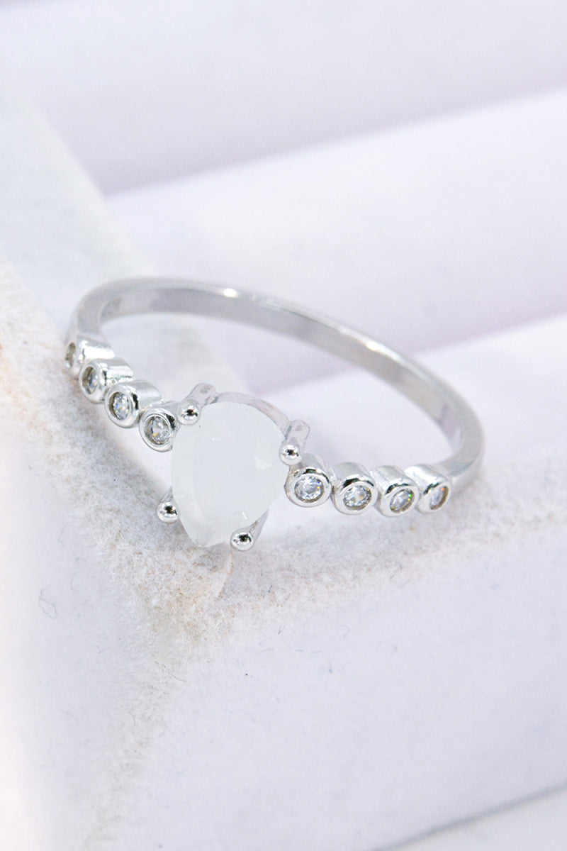 Teardrop Natural Moonstone Ring