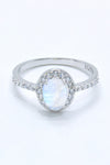 925 Sterling Silver Natural Moonstone Halo Ring