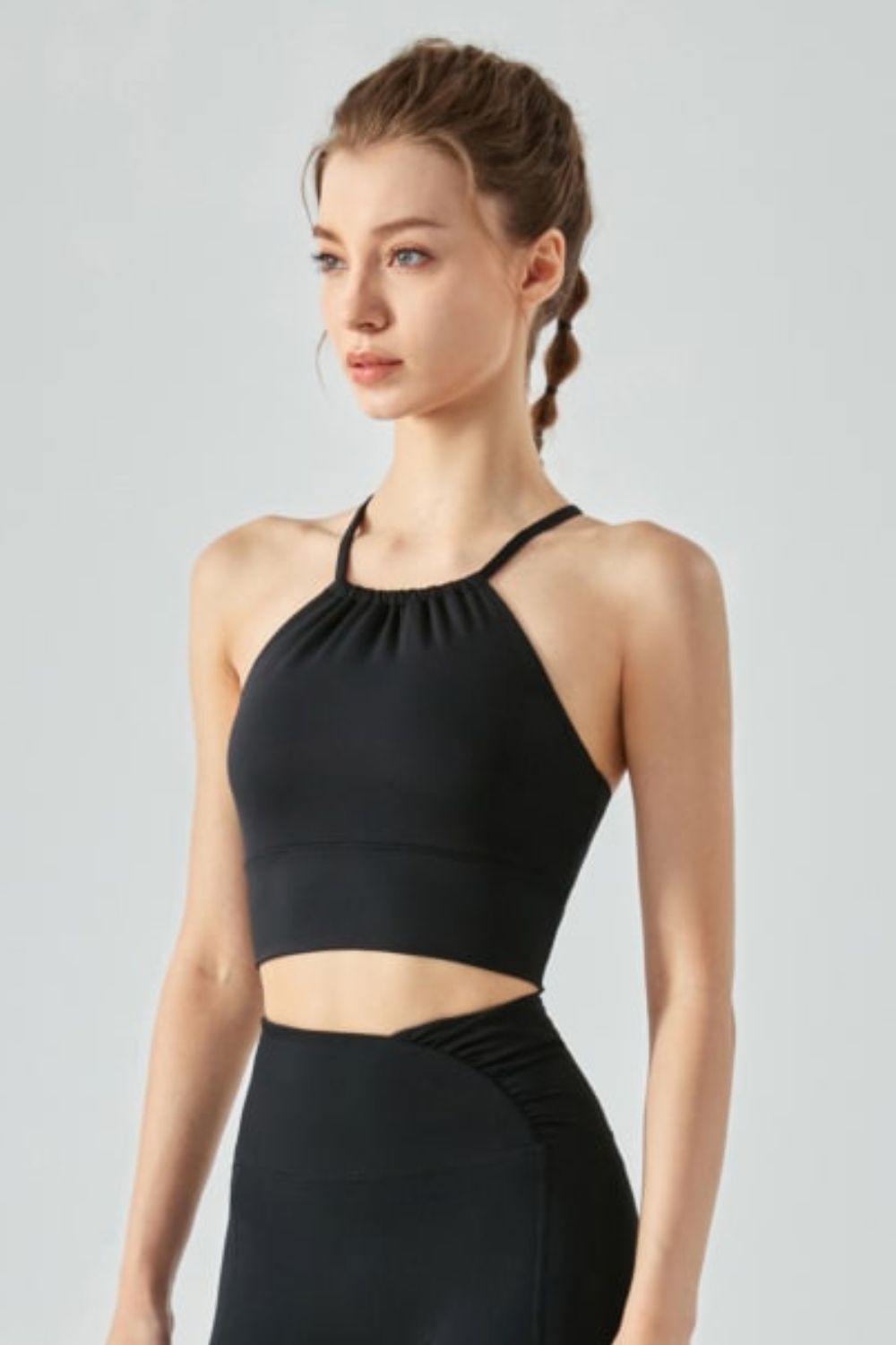 Crisscross Gathered Detail Cropped Sports Cami - ONYX ASHE