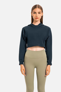 Long Sleeve Cropped Sports Hoodie - ONYX ASHE