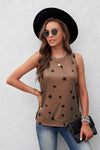 Star Print Tank with Slits