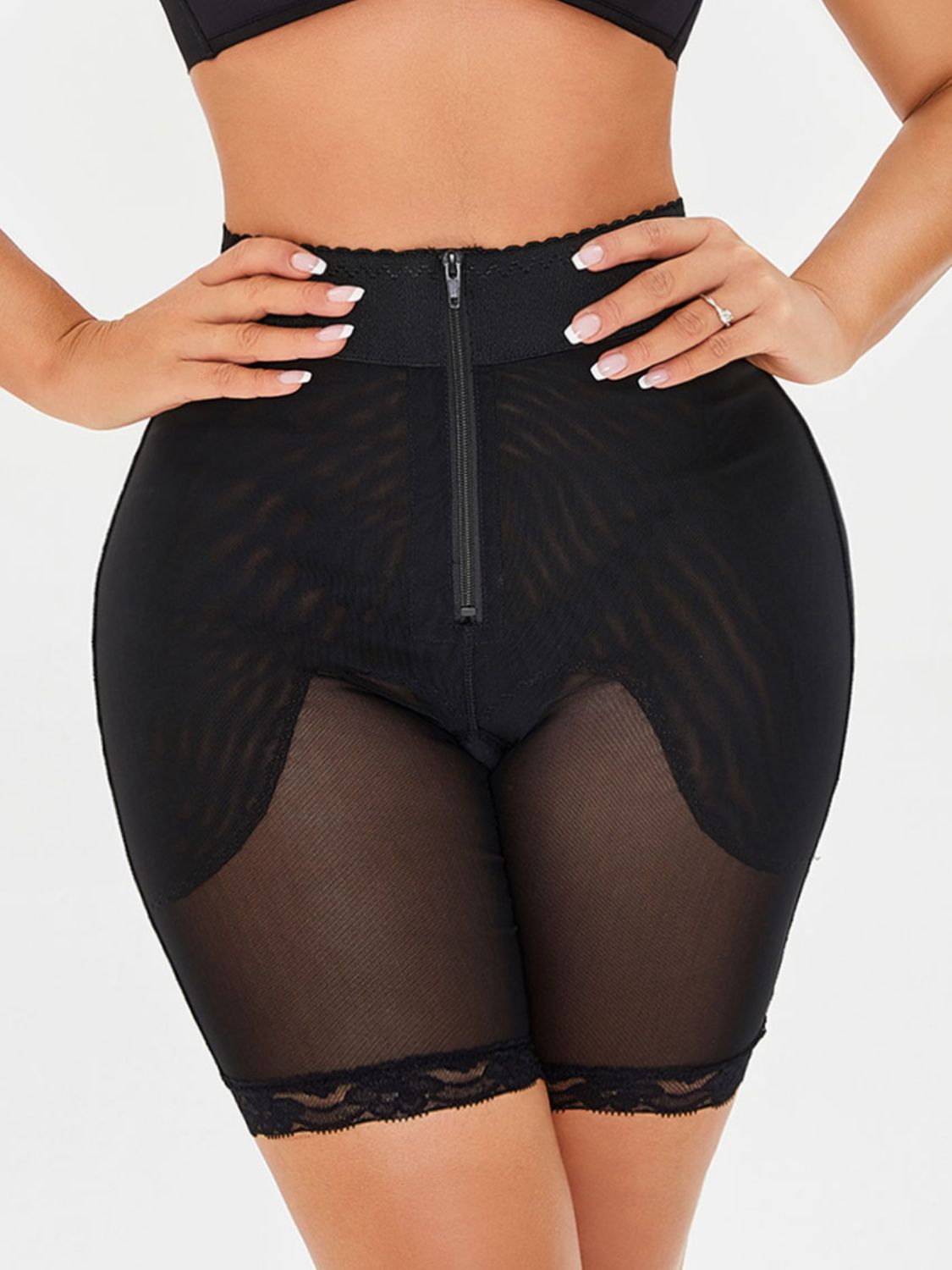 Full Size High-Waisted Lace Trim Shaping Shorts - ONYX ASHE