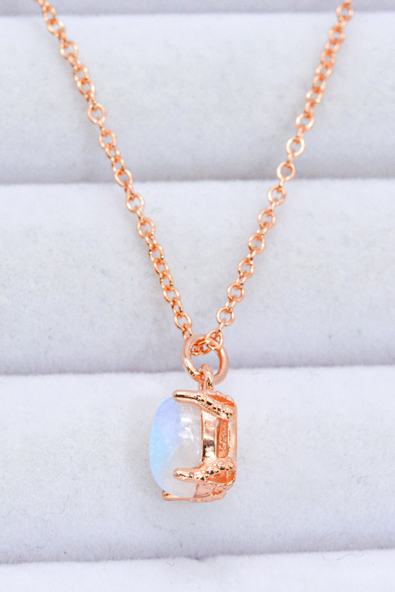 Natural 4-Prong Pendant Moonstone Necklace