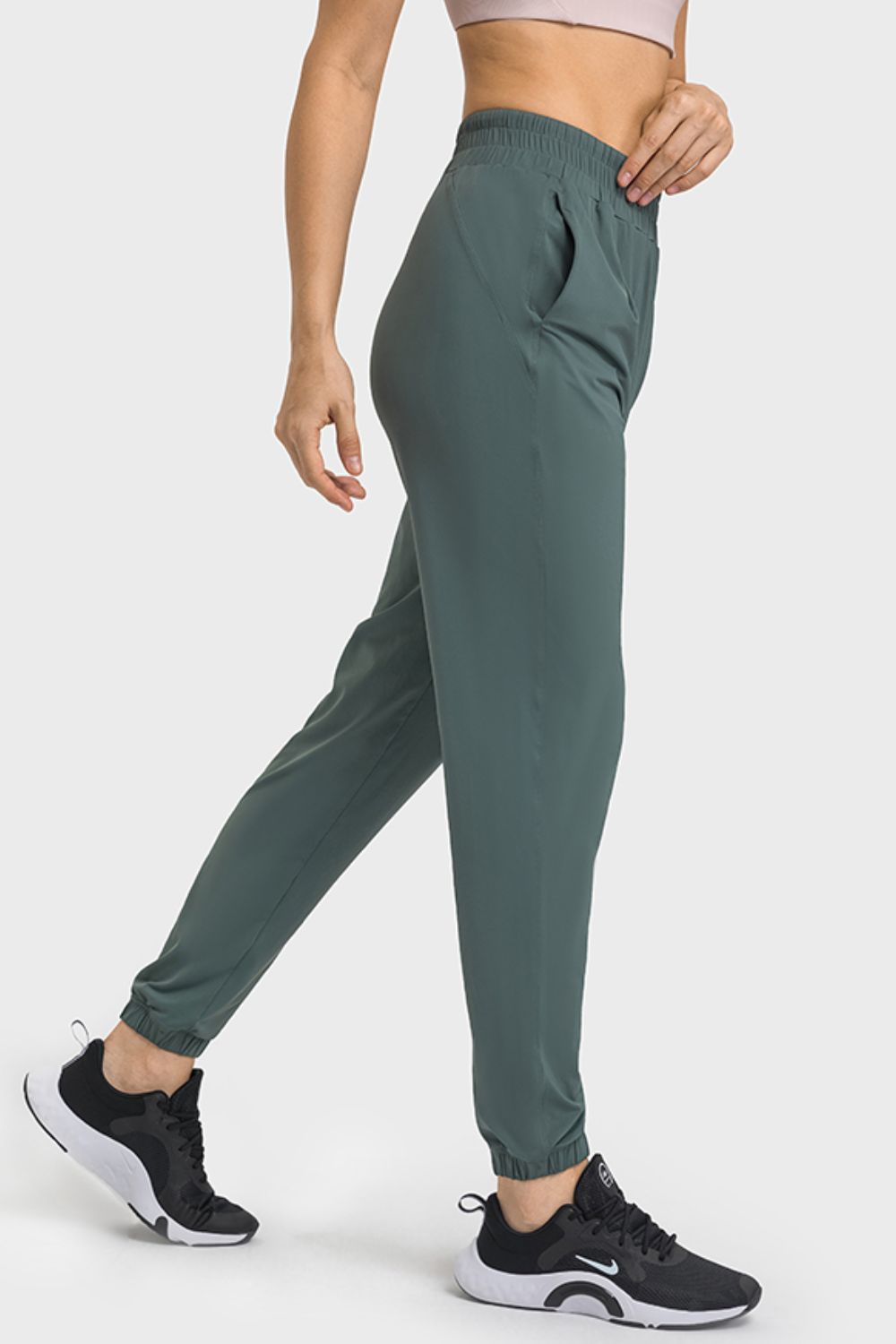 Elastic Waist Yoga Joggers with Pockets - ONYX ASHE