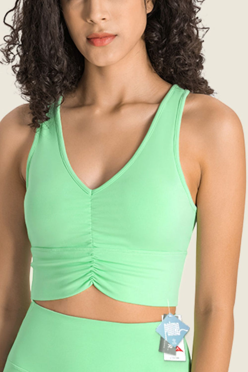 Gathered Detail Halter Neck Sports Bra - ONYX ASHE